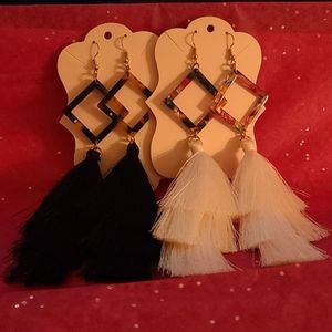 Diamond shell tassle earrings